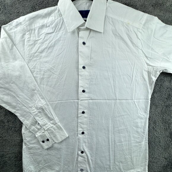 David Donahue Mens Button Up Shirt Long Sleeve Slim Fit 16.5 32/33 White Adult - Picture 1 of 14